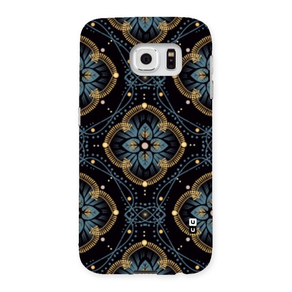 Blue With Black Flower Back Case for Samsung Galaxy S6