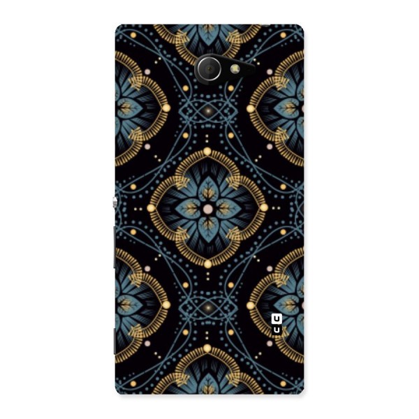 Blue With Black Flower Back Case for Sony Xperia M2