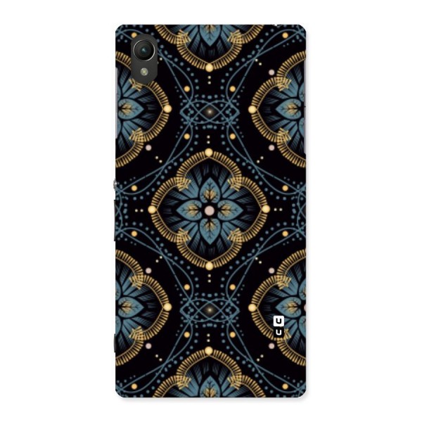 Blue With Black Flower Back Case for Sony Xperia Z1