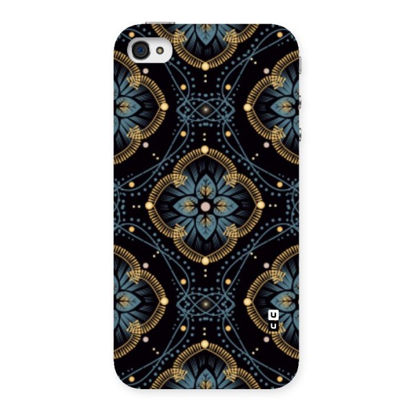 Blue With Black Flower Back Case for iPhone 4 4s