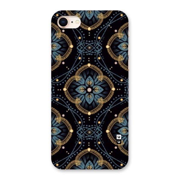 Blue With Black Flower Back Case for iPhone 8