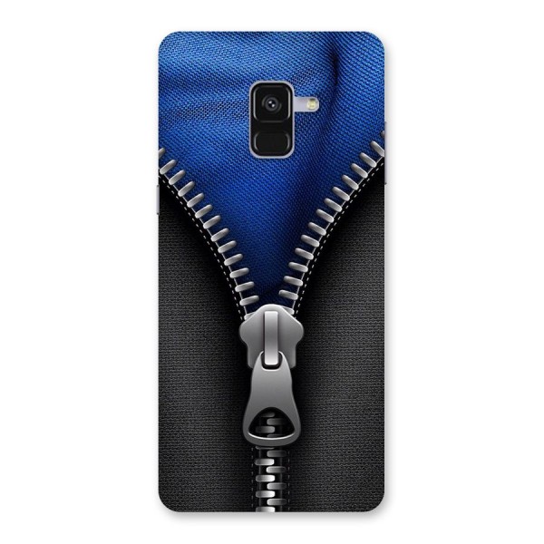 Blue Zipper Back Case for Galaxy A8 Plus