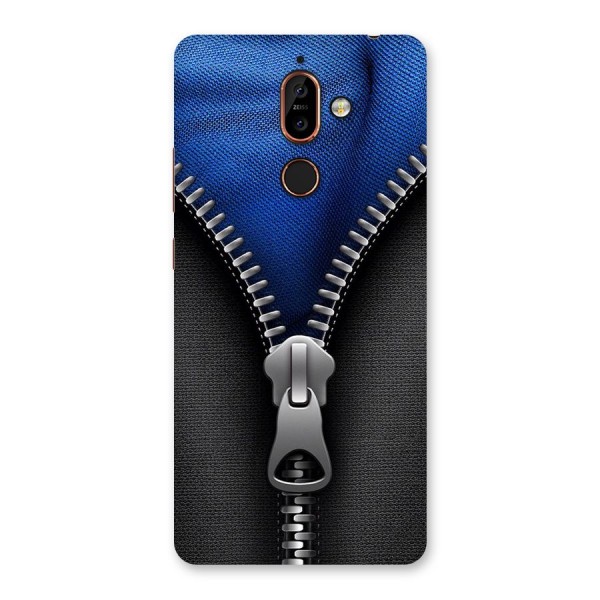 Blue Zipper Back Case for Nokia 7 Plus