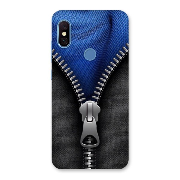 Blue Zipper Back Case for Redmi Note 6 Pro