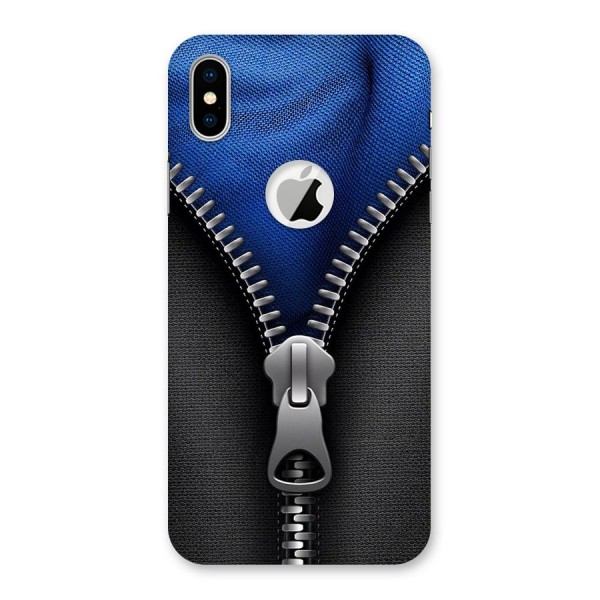 Blue Zipper Back Case for iPhone XS Logo Cut