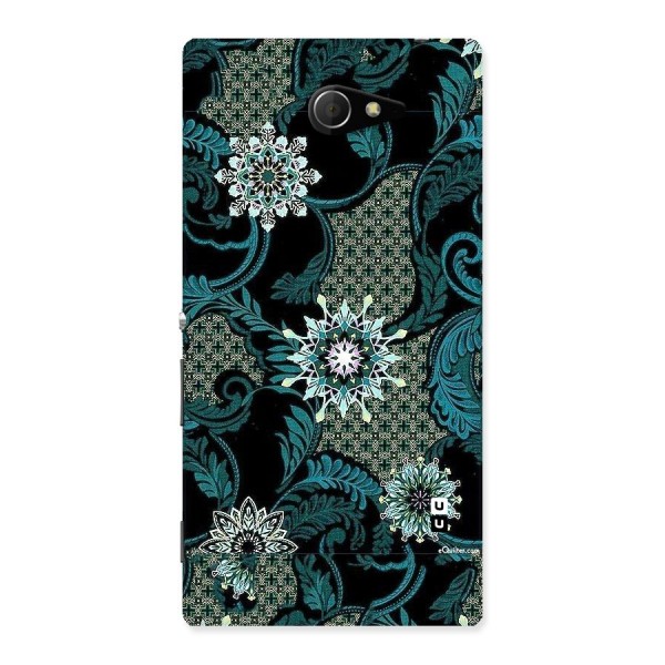 Bottle Green Floral Back Case for Sony Xperia M2