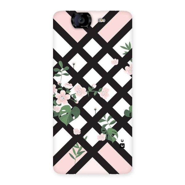 Check Floral Stripes Back Case for Canvas Knight A350