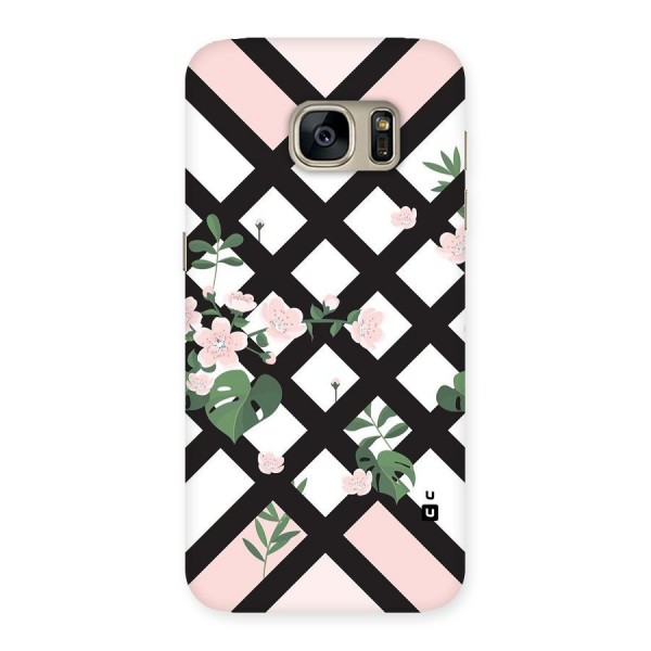 Check Floral Stripes Back Case for Galaxy S7