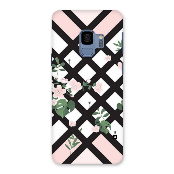 Check Floral Stripes Back Case for Galaxy S9