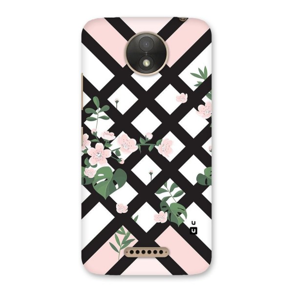 Check Floral Stripes Back Case for Moto C Plus