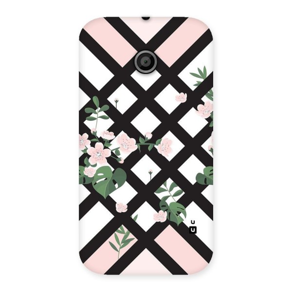 Check Floral Stripes Back Case for Moto E