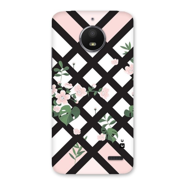 Check Floral Stripes Back Case for Moto E4