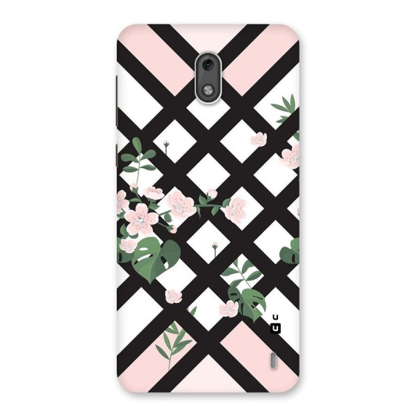 Check Floral Stripes Back Case for Nokia 2