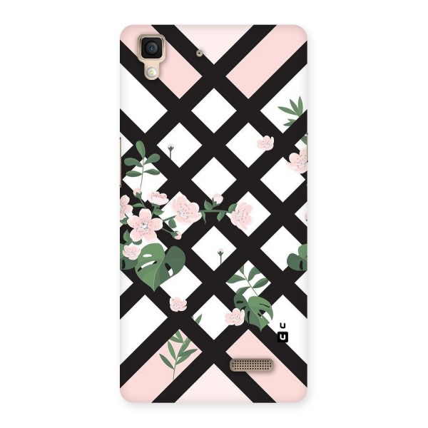 Check Floral Stripes Back Case for Oppo R7