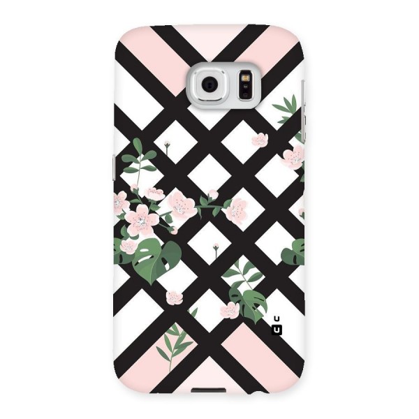 Check Floral Stripes Back Case for Samsung Galaxy S6