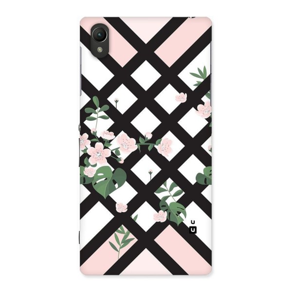 Check Floral Stripes Back Case for Sony Xperia Z1