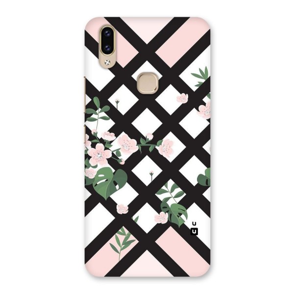 Check Floral Stripes Back Case for Vivo V9