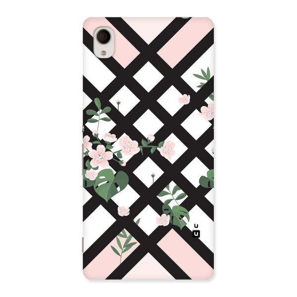 Check Floral Stripes Back Case for Xperia M4 Aqua