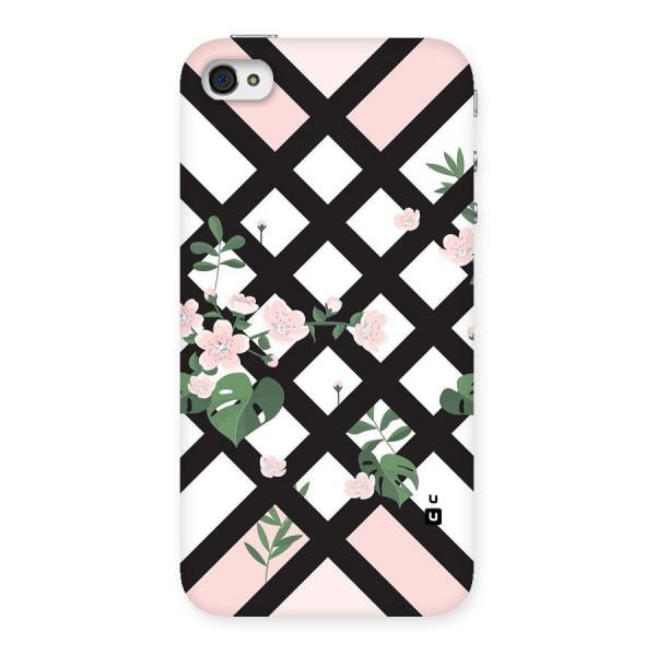 Check Floral Stripes Back Case for iPhone 4 4s