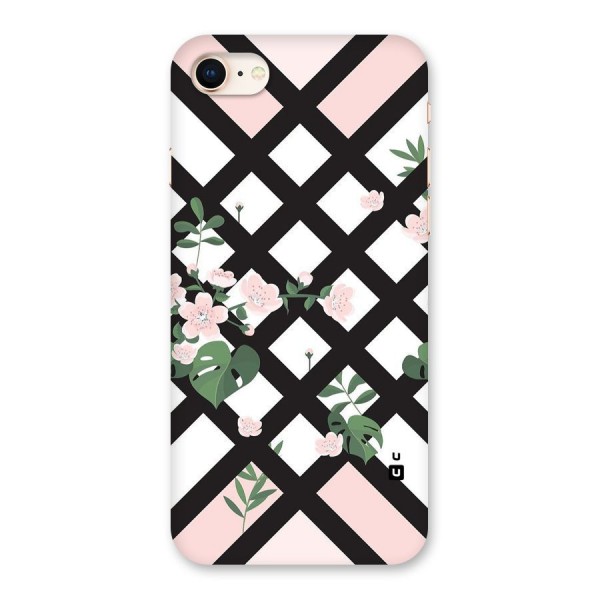 Check Floral Stripes Back Case for iPhone 8