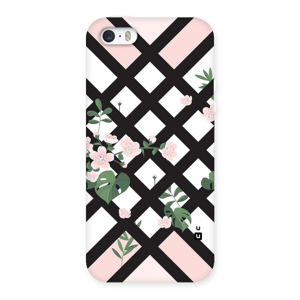 Check Floral Stripes Back Case for iPhone SE