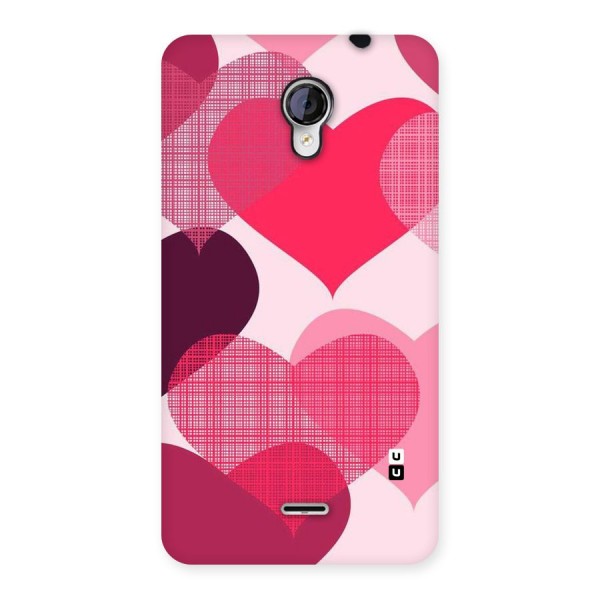 Check Pink Hearts Back Case for Micromax Unite 2 A106