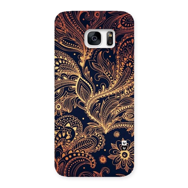 Classy Golden Leafy Design Back Case for Galaxy S7 Edge