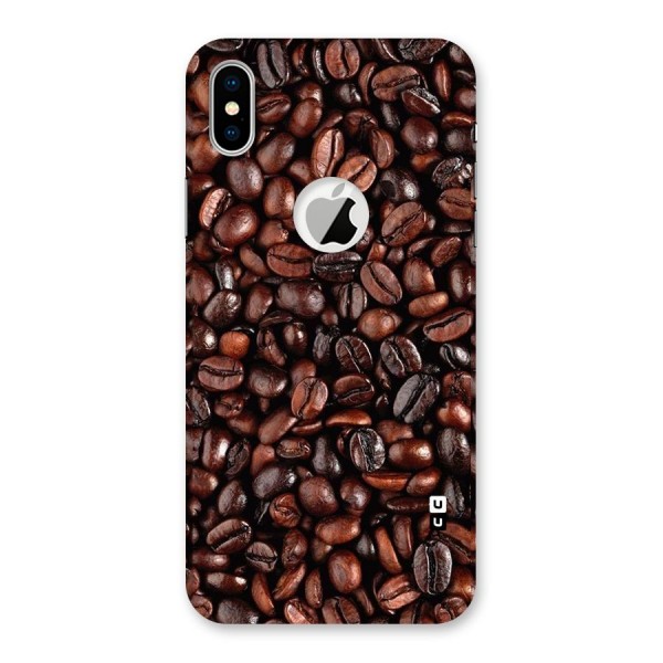 Coffee Beans Texture Back Case for iPhone XS Logo Cut