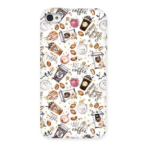 Coffee Pattern Back Case for iPhone 4 4s