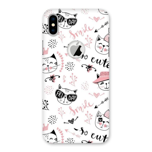 Cute Cat Swag Back Case for iPhone XS Logo Cut