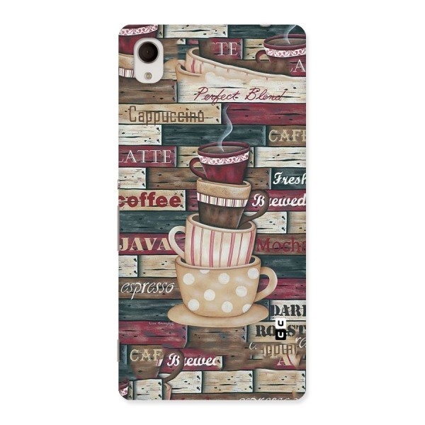 Cute Coffee Cups Back Case for Xperia M4 Aqua