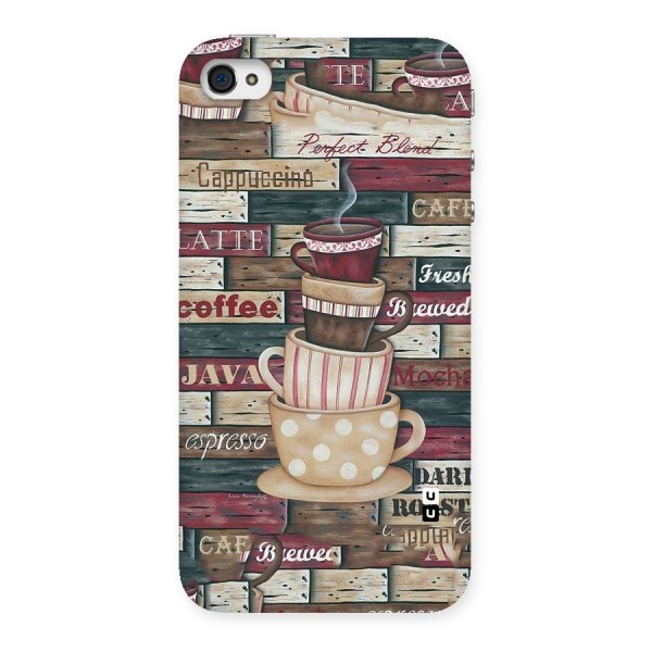 Cute Coffee Cups Back Case for iPhone 4 4s