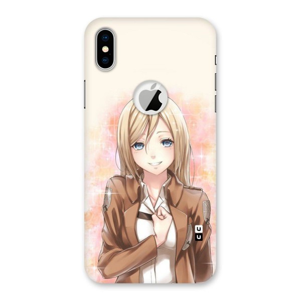 Cute Girl Art Back Case for iPhone XS Logo Cut