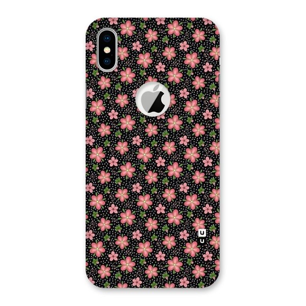 Cute Tiny Flowers Back Case for iPhone XS Logo Cut