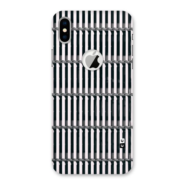 Dark Lines Pattern Back Case for iPhone XS Logo Cut