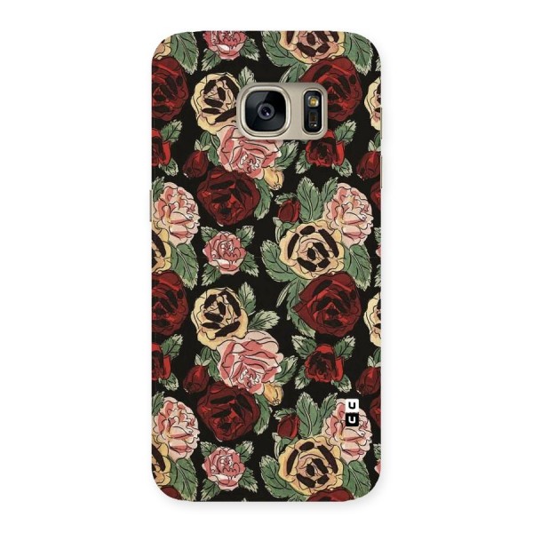 Dark Pastel Flowers Back Case for Galaxy S7