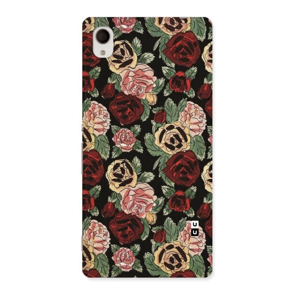 Dark Pastel Flowers Back Case for Sony Xperia M4