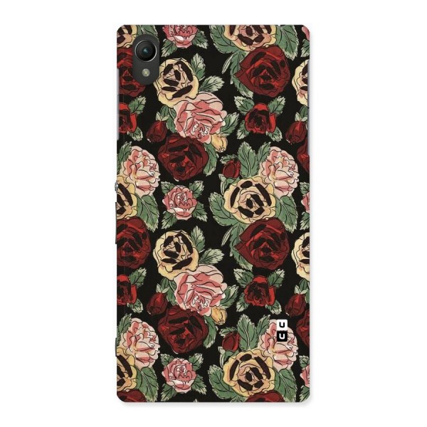 Dark Pastel Flowers Back Case for Sony Xperia Z1