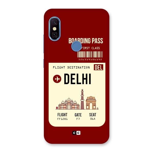 Delhi Boarding Pass Back Case for Redmi Note 6 Pro