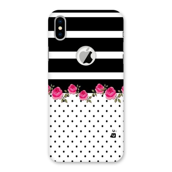 Dots Roses Stripes Back Case for iPhone XS Logo Cut