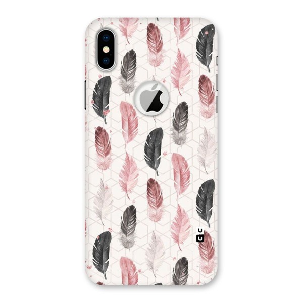 Feather Line Pattern Back Case for iPhone X Logo Cut