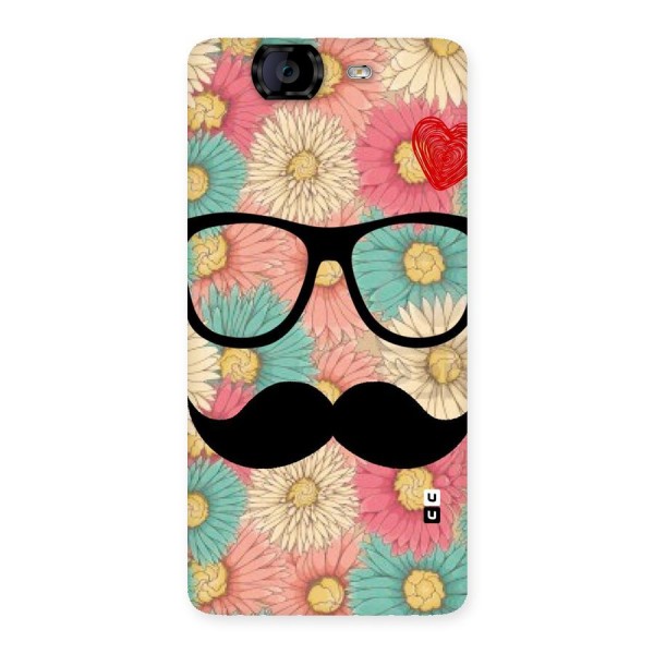 Floral Moustache Back Case for Canvas Knight A350