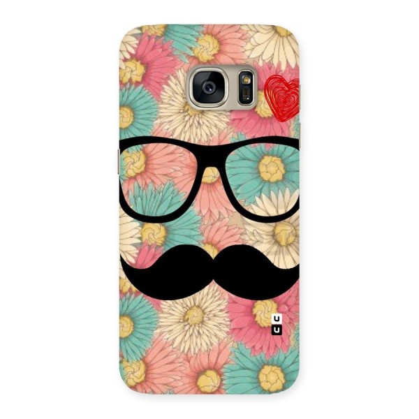 Floral Moustache Back Case for Galaxy S7