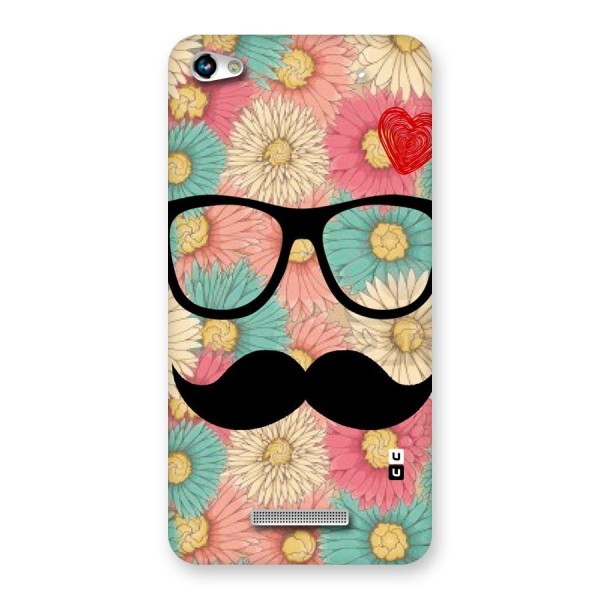 Floral Moustache Back Case for Micromax Hue 2