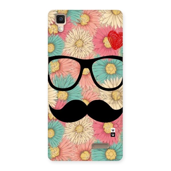 Floral Moustache Back Case for Oppo R7