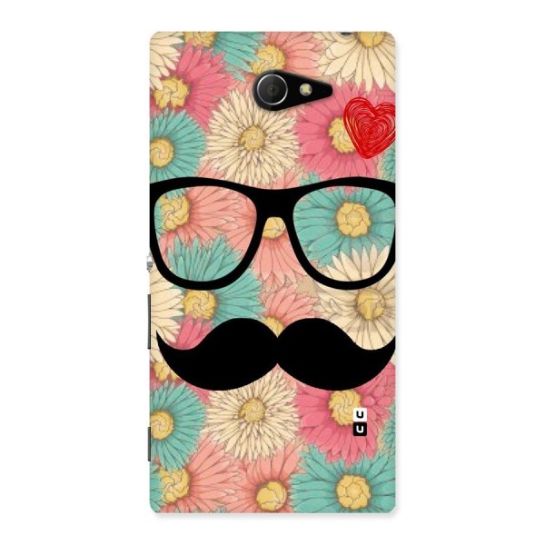 Floral Moustache Back Case for Sony Xperia M2