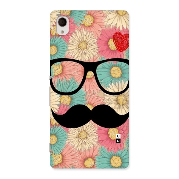 Floral Moustache Back Case for Xperia M4 Aqua