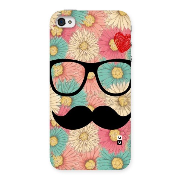 Floral Moustache Back Case for iPhone 4 4s