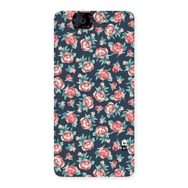 Floral Navy Bloom Back Case for Canvas Knight A350