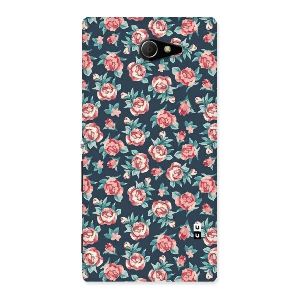 Floral Navy Bloom Back Case for Sony Xperia M2